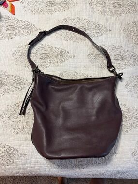 Coach Shoulder Bag in Deep Plum Leather